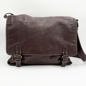 Cole Haan Dark Brown Leather Triboro Messenger